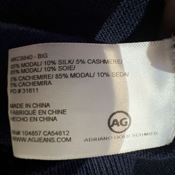 AG Adriano Goldschmied Womens Long Sleeve Pullover Sweater Neck Tie Silk Blend M - Picture 14 of 16